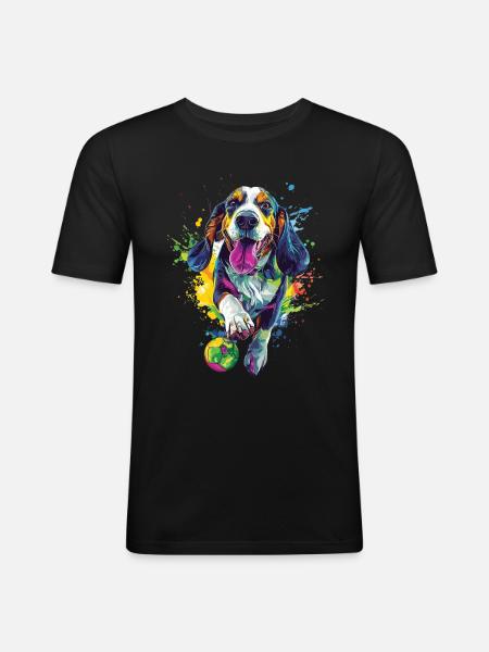 Basset - Männer Slim Fit T-Shirt - Schwarz
