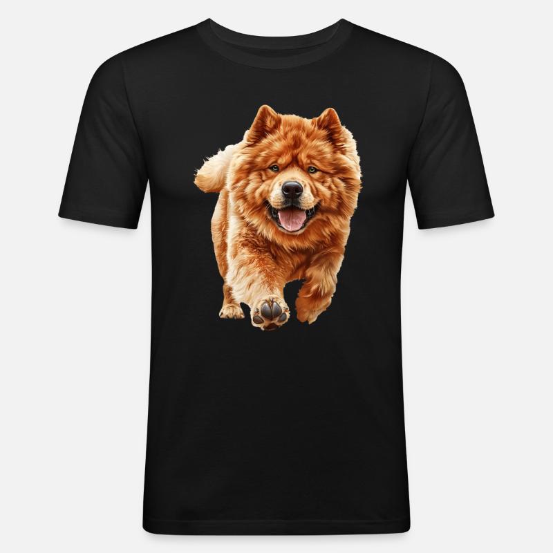 Chow-Chow - Männer Slim Fit T-Shirt - Schwarz