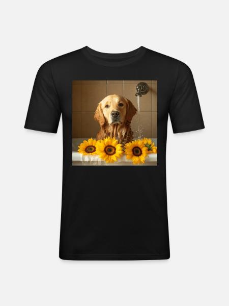 Golden Retriever - Männer Slim Fit T-Shirt - Schwarz