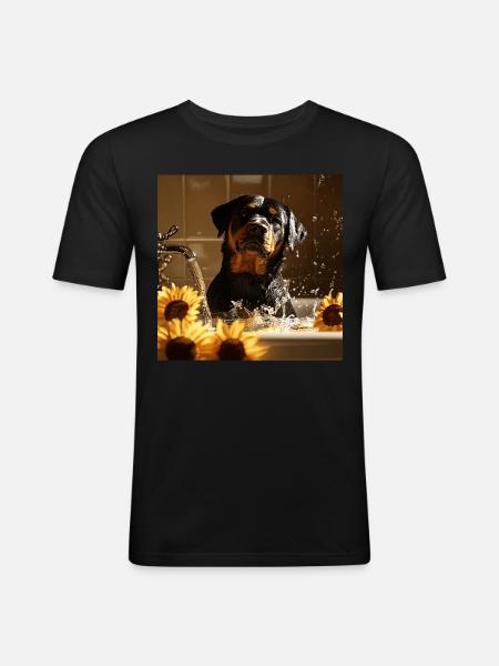 Rottweiler - Männer Slim Fit T-Shirt - Schwarz