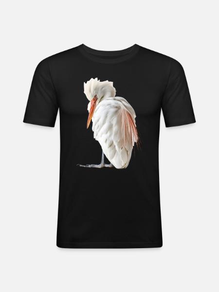 Reiher Vogel - Männer Slim Fit T-Shirt - Schwarz
