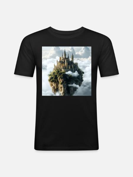 Mittelalterliche Burg - Männer Slim Fit T-Shirt - Schwarz