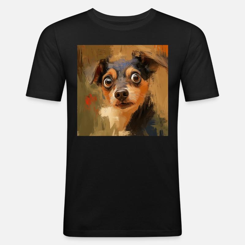 Hund - Männer Slim Fit T-Shirt - Schwarz