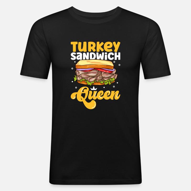 Turkey Sandwich Queen - Männer Slim Fit T-Shirt - Schwarz
