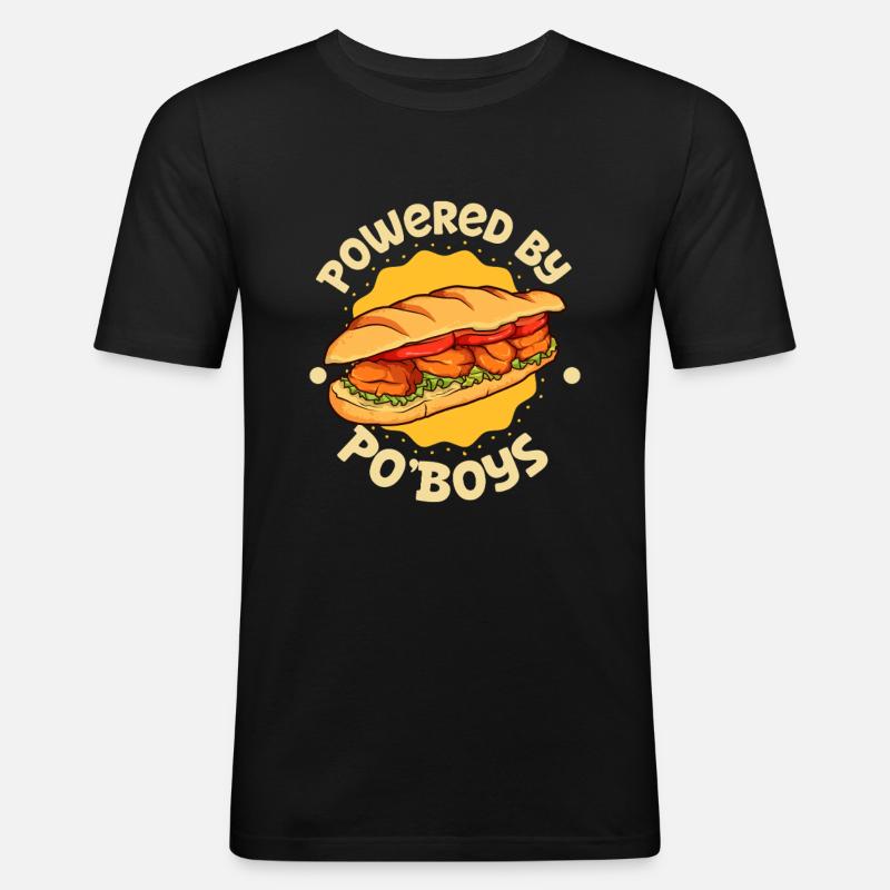 Powered by Po' Boy - Männer Slim Fit T-Shirt - Schwarz