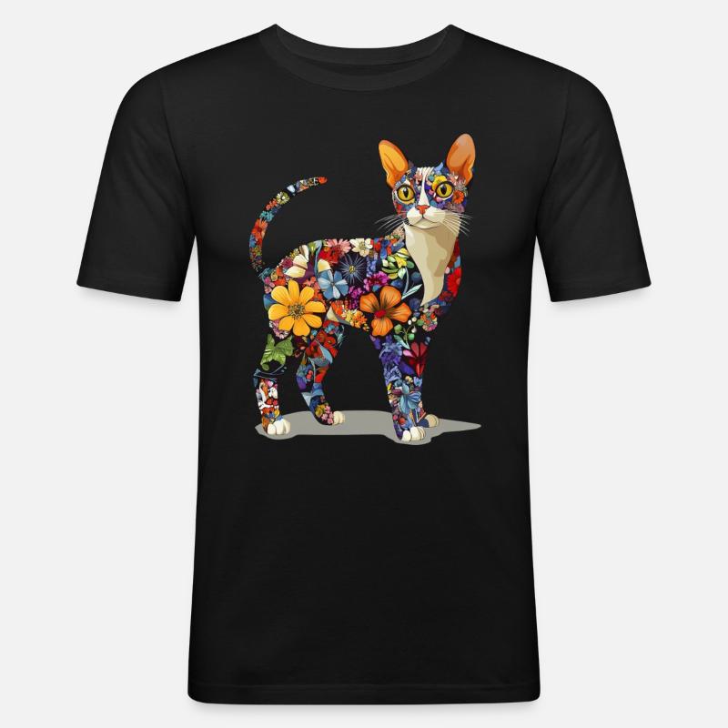 Devon Rex - Männer Slim Fit T-Shirt - Schwarz