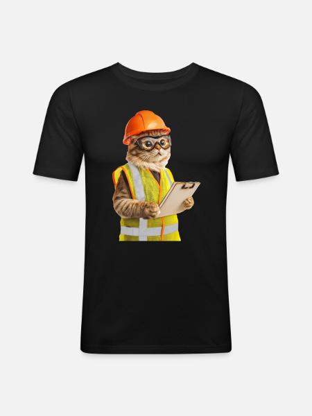 Katze - Männer Slim Fit T-Shirt - Schwarz