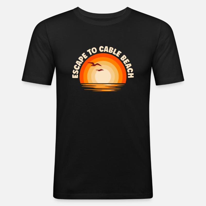 Ich fliehe nach Cable Beach - Männer Slim Fit T-Shirt - Schwarz