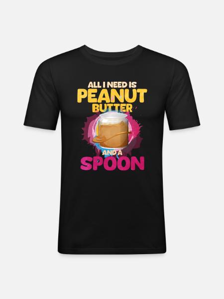 Erdnussbutter - Männer Slim Fit T-Shirt - Schwarz