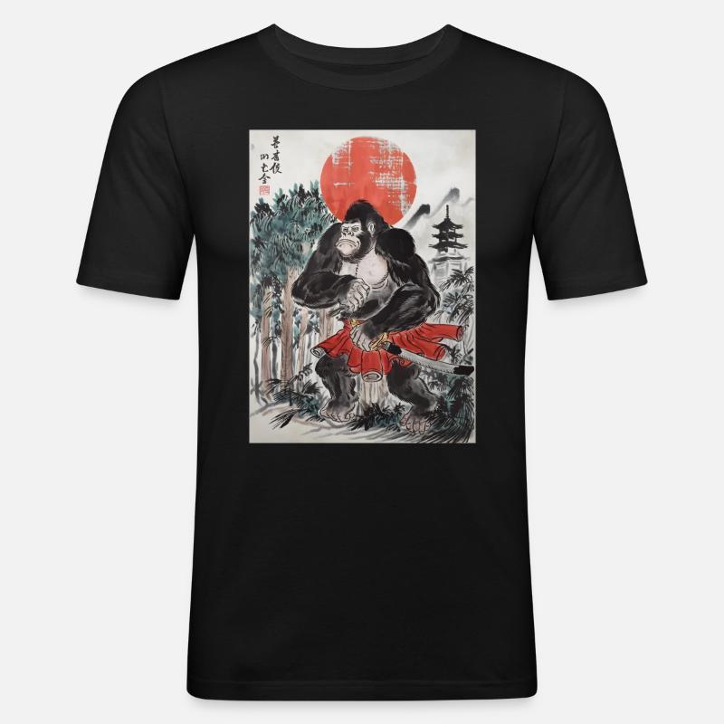 Samurai - Männer Slim Fit T-Shirt - Schwarz