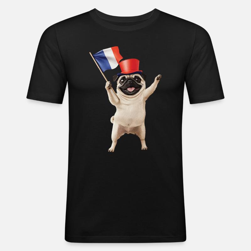 Mops - Männer Slim Fit T-Shirt - Schwarz