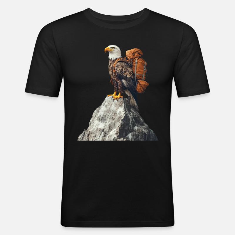 Adler - Männer Slim Fit T-Shirt - Schwarz