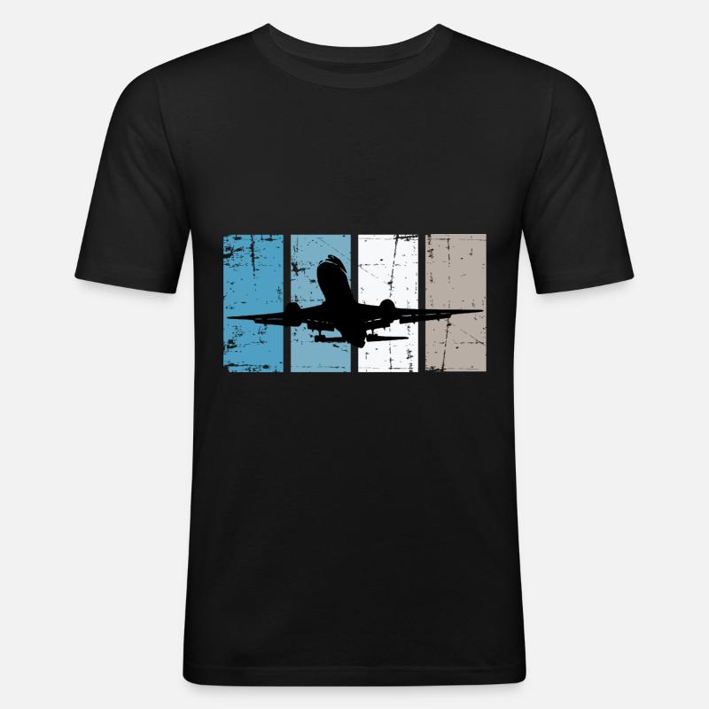 Flugzeug Pilot Luftfahrt - Männer Slim Fit T-Shirt - Schwarz