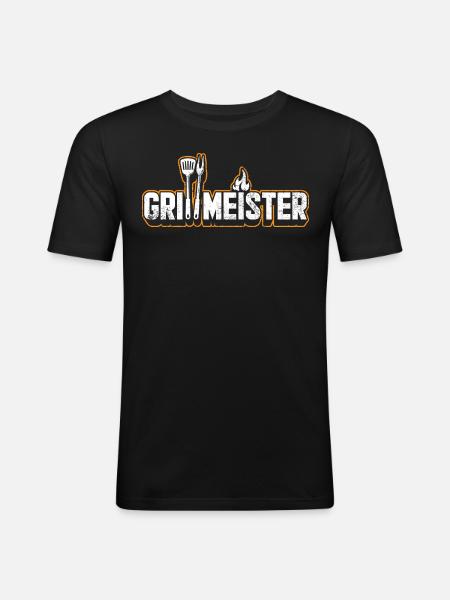 Grillmeister - Männer Slim Fit T-Shirt - Schwarz