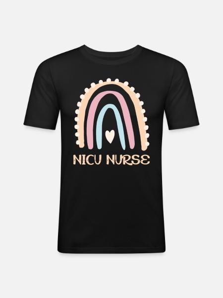 NICU Nurse - Rainbow Heart - Men's Slim Fit T-Shirt - black