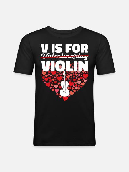 Saint-Valentin Violon Violon Love Cadeau - T-shirt près du corps Homme - noir