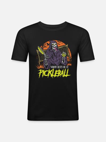 Nobody beats me at pickleball - Men's Slim Fit T-Shirt - black