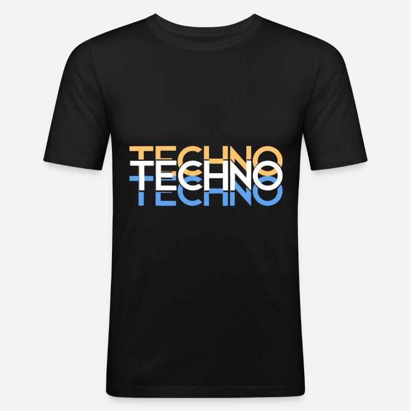 Techno - Männer Slim Fit T-Shirt - Schwarz