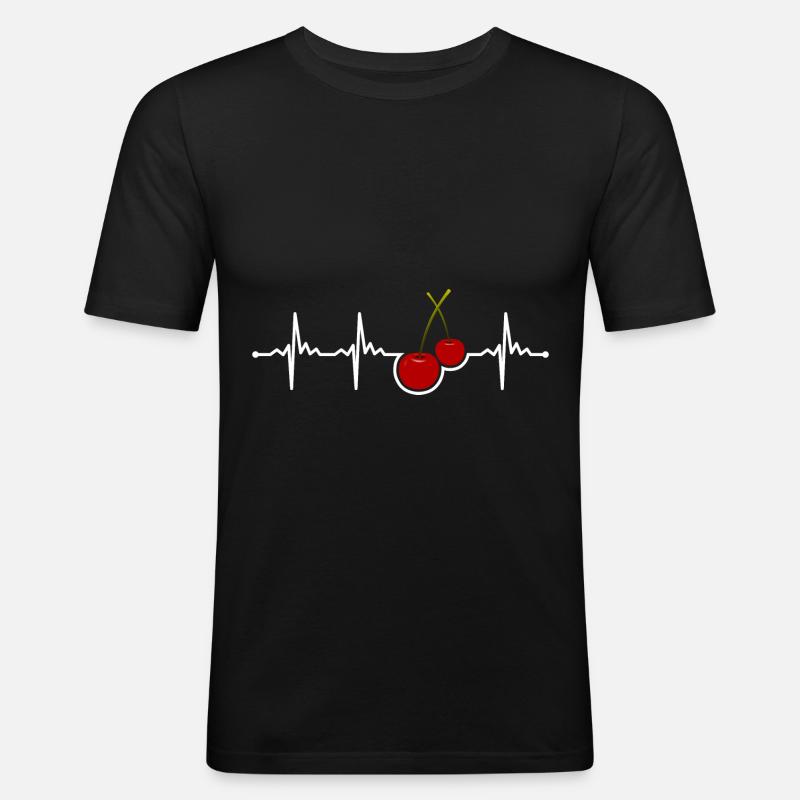 Kirsche - Männer Slim Fit T-Shirt - Schwarz