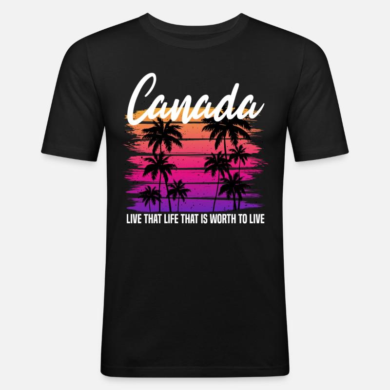 canada retro - Männer Slim Fit T-Shirt - Schwarz