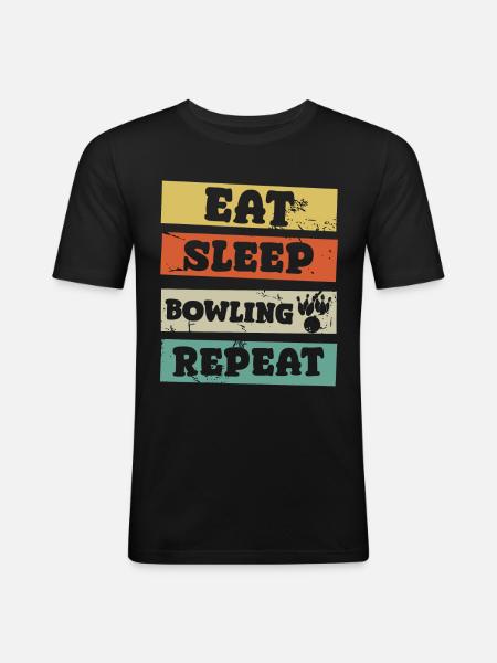 Manger dormir Bowling Répéter - T-shirt près du corps Homme - noir