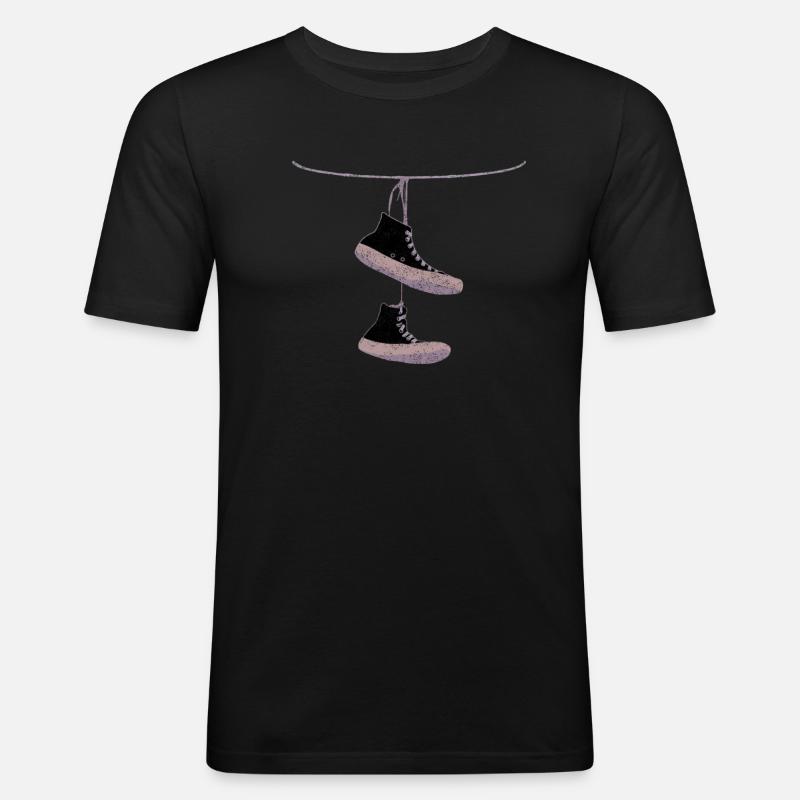 Sneaker - Männer Slim Fit T-Shirt - Schwarz