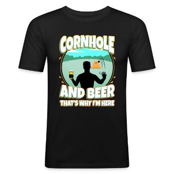 Cornhole and beer that's why im here - Men's Slim Fit T-Shirt - black - Front - Nik (191cm)