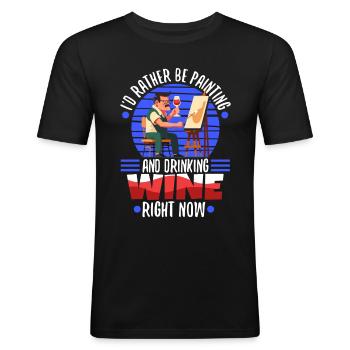 I'd rather be painting - Männer Slim Fit T-Shirt - Schwarz - Vorne - Nik (191cm)