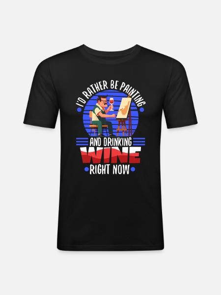 I'd rather be painting - Men's Slim Fit T-Shirt - black