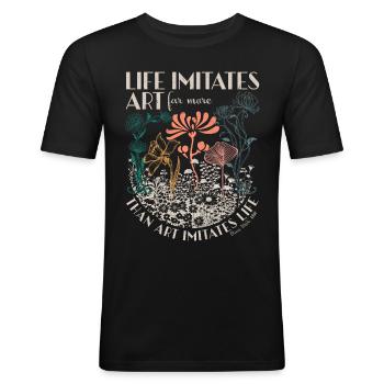 Oscar Wilde quote Art Nouveau retro floral design - Men's Slim Fit T-Shirt - black - Front - Nik (191cm)