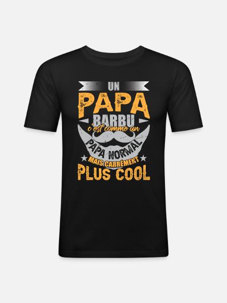 Un Papa Barbu - T-shirt près du corps Homme - noir