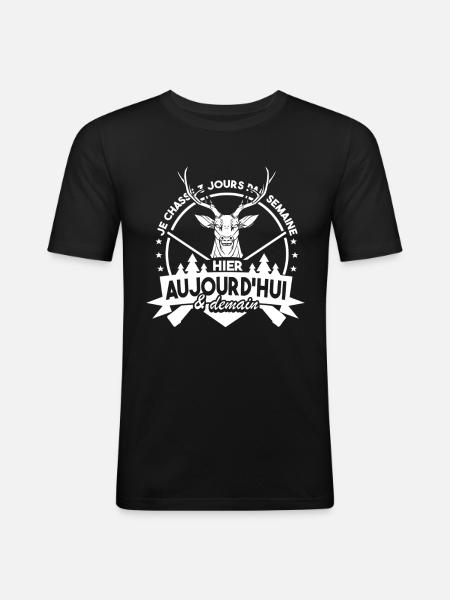 Chasseur - T-shirt près du corps Homme - noir