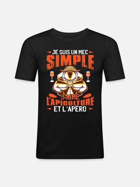 J'Aime Apiculture Et L'Apéro - T-shirt près du corps Homme - noir