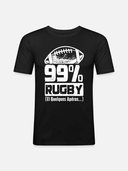 Rugby and some aperitifs - Men's Slim Fit T-Shirt - black