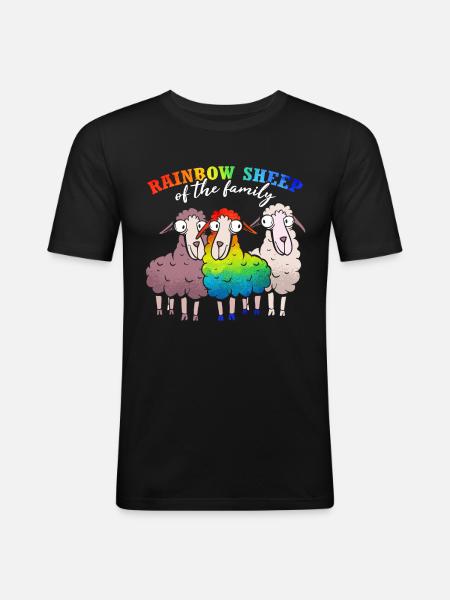 Rainbow Sheep Of The Family - Men's Slim Fit T-Shirt - black