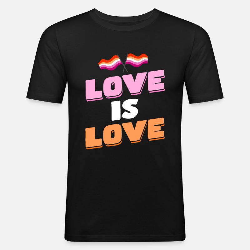 LGBTQ Pride Monat Lesbisch - Männer Slim Fit T-Shirt - Schwarz