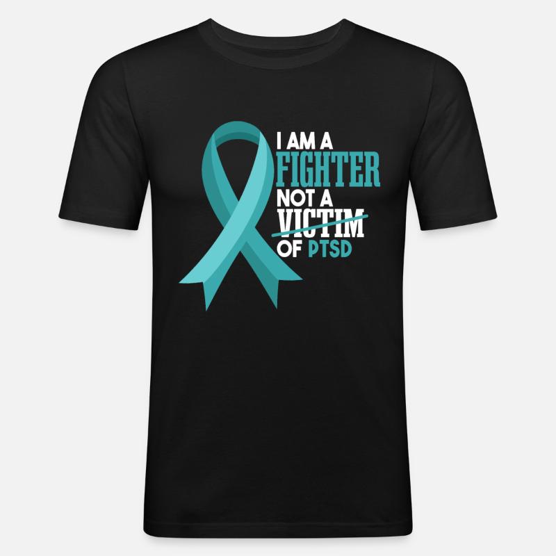 Ich bin ein Kämpfer | PTBS-Krieger - Männer Slim Fit T-Shirt - Schwarz