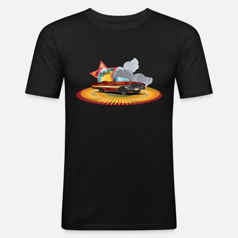 Stylish Oldtimer - Männer Slim Fit T-Shirt - Schwarz