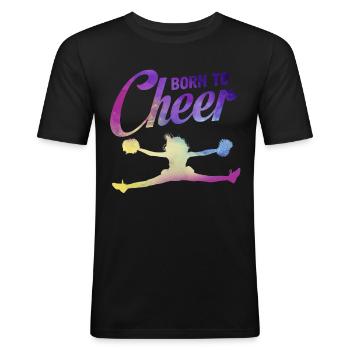 Cheerleader, Born to Cheer, - Männer Slim Fit T-Shirt - Schwarz - Vorne - Nik (191cm)