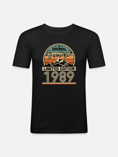 1989 - Männer Slim Fit T-Shirt - Schwarz