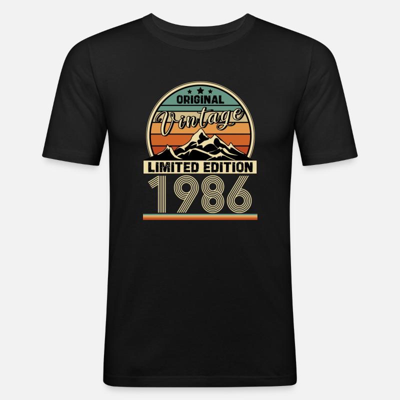 1986 - Männer Slim Fit T-Shirt - Schwarz