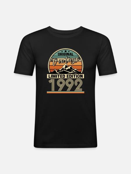 1992 - Männer Slim Fit T-Shirt - Schwarz