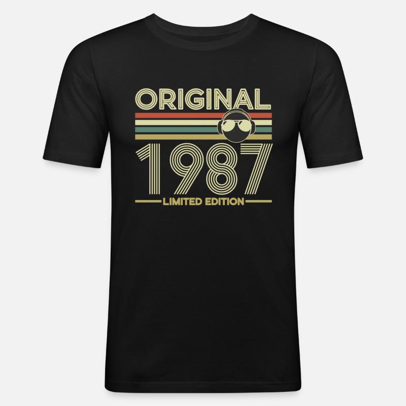 1987 - Männer Slim Fit T-Shirt - Schwarz