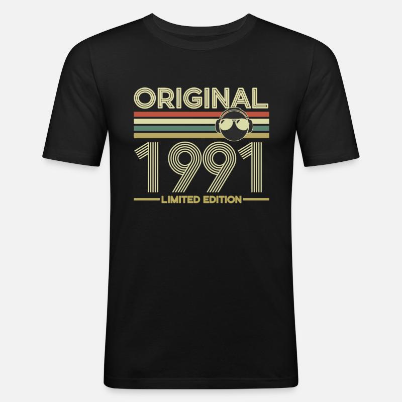 1991 - Männer Slim Fit T-Shirt - Schwarz
