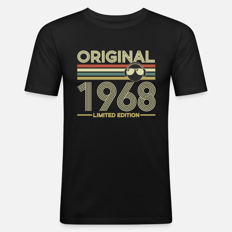 1968 - Männer Slim Fit T-Shirt - Schwarz