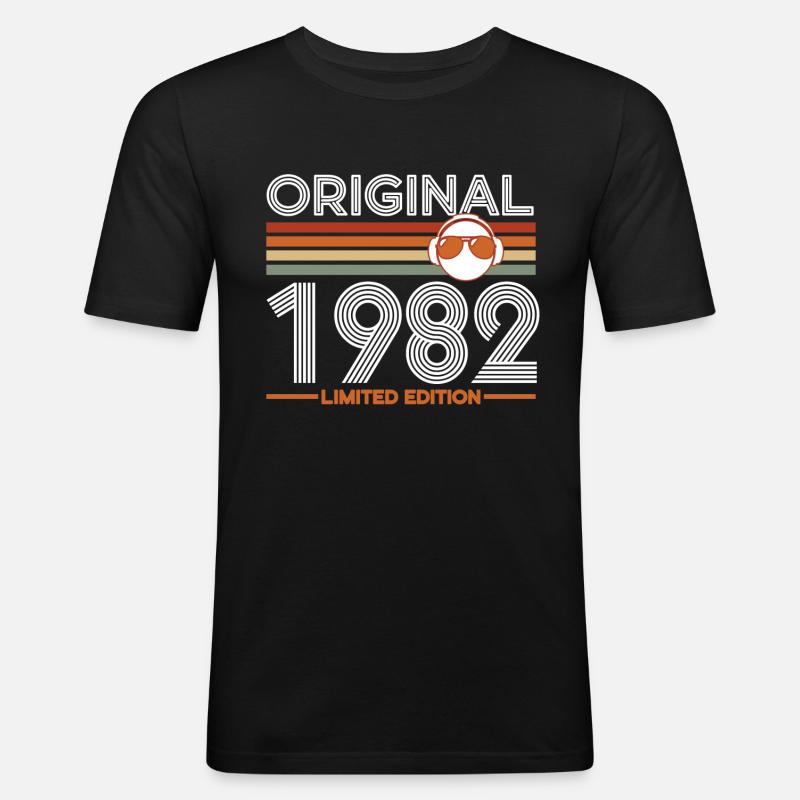 1982 - Männer Slim Fit T-Shirt - Schwarz