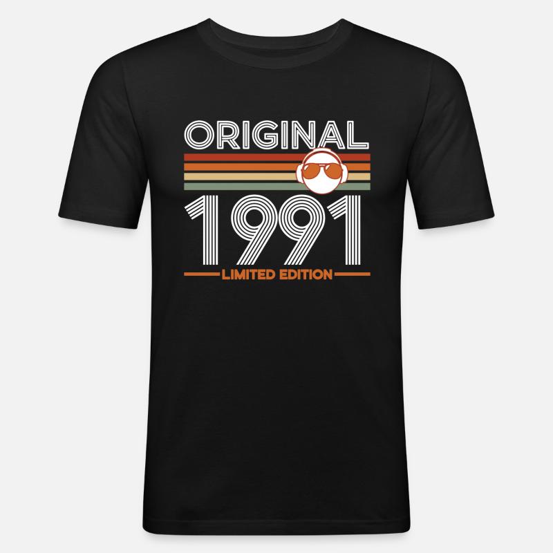 1991 - Männer Slim Fit T-Shirt - Schwarz