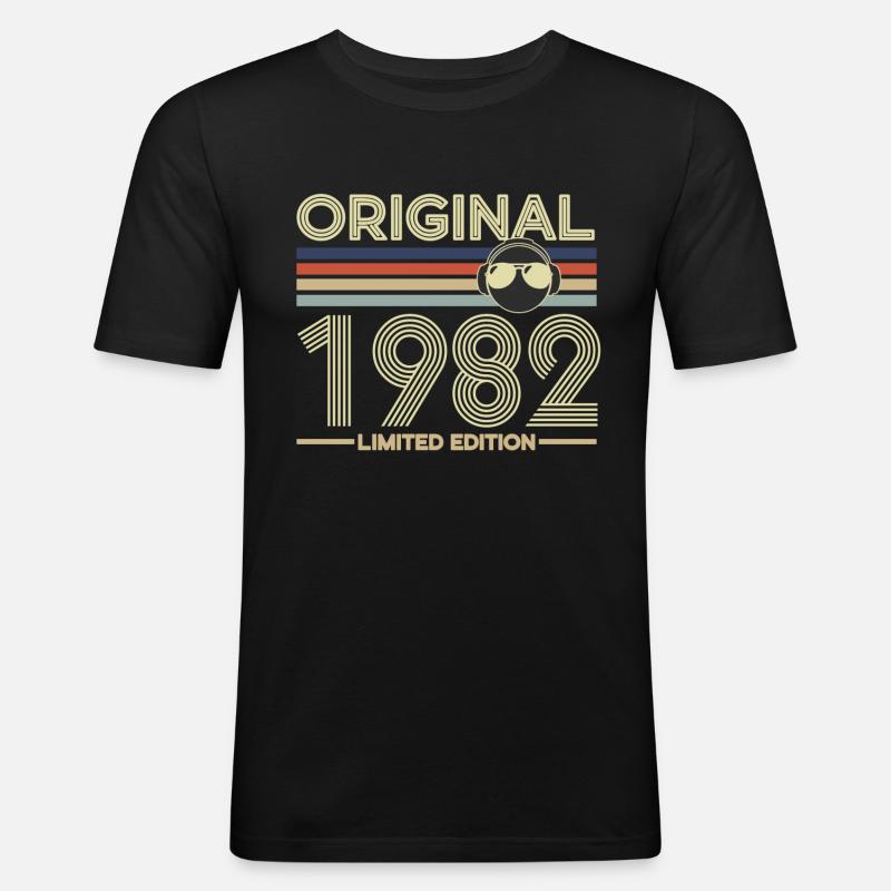 1982 - Männer Slim Fit T-Shirt - Schwarz