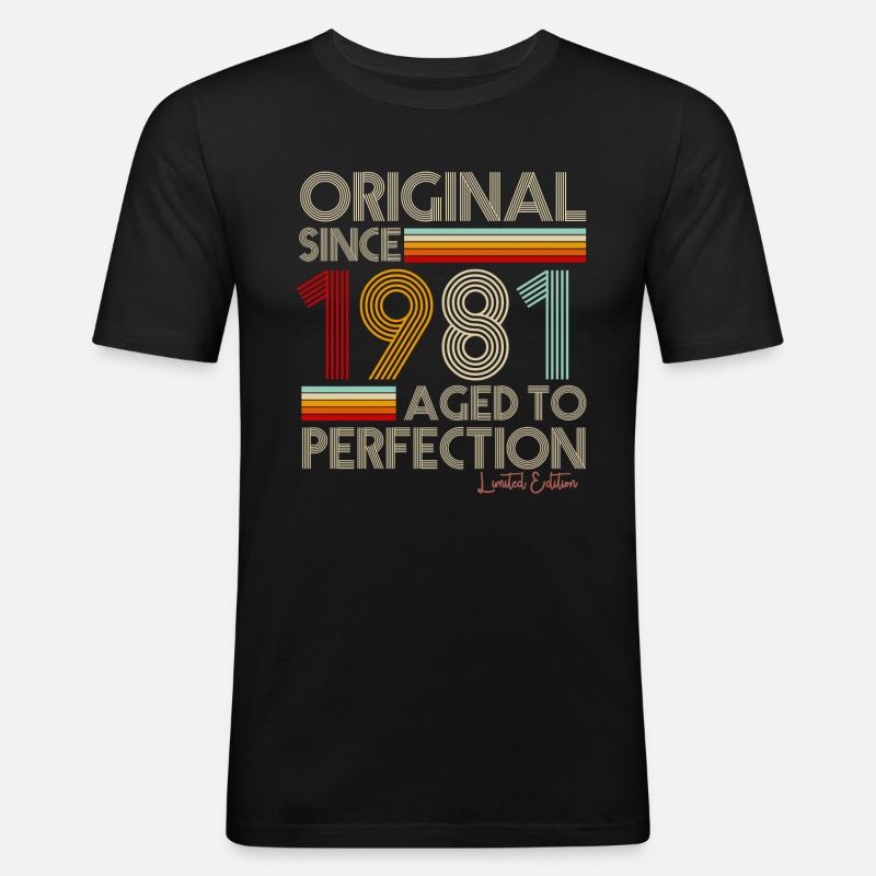 1981 - Männer Slim Fit T-Shirt - Schwarz