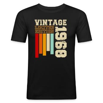 1968 - Männer Slim Fit T-Shirt - Schwarz - Vorne - Nik (191cm)